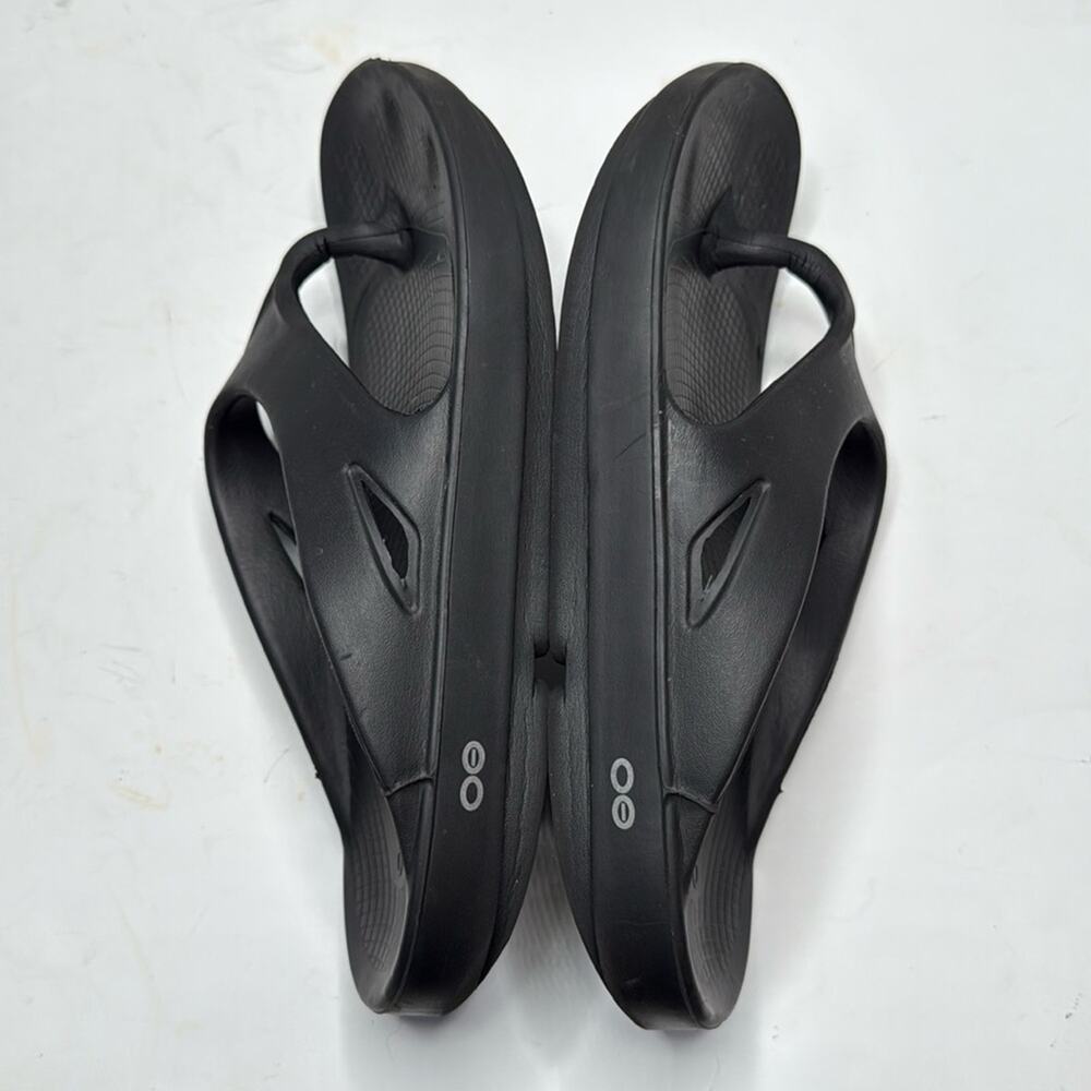 Oofos Black Thong Flip Flops Oolala Unisex Sandals S-371 Size 10 Men / 12 Women - Picture 6 of 9
